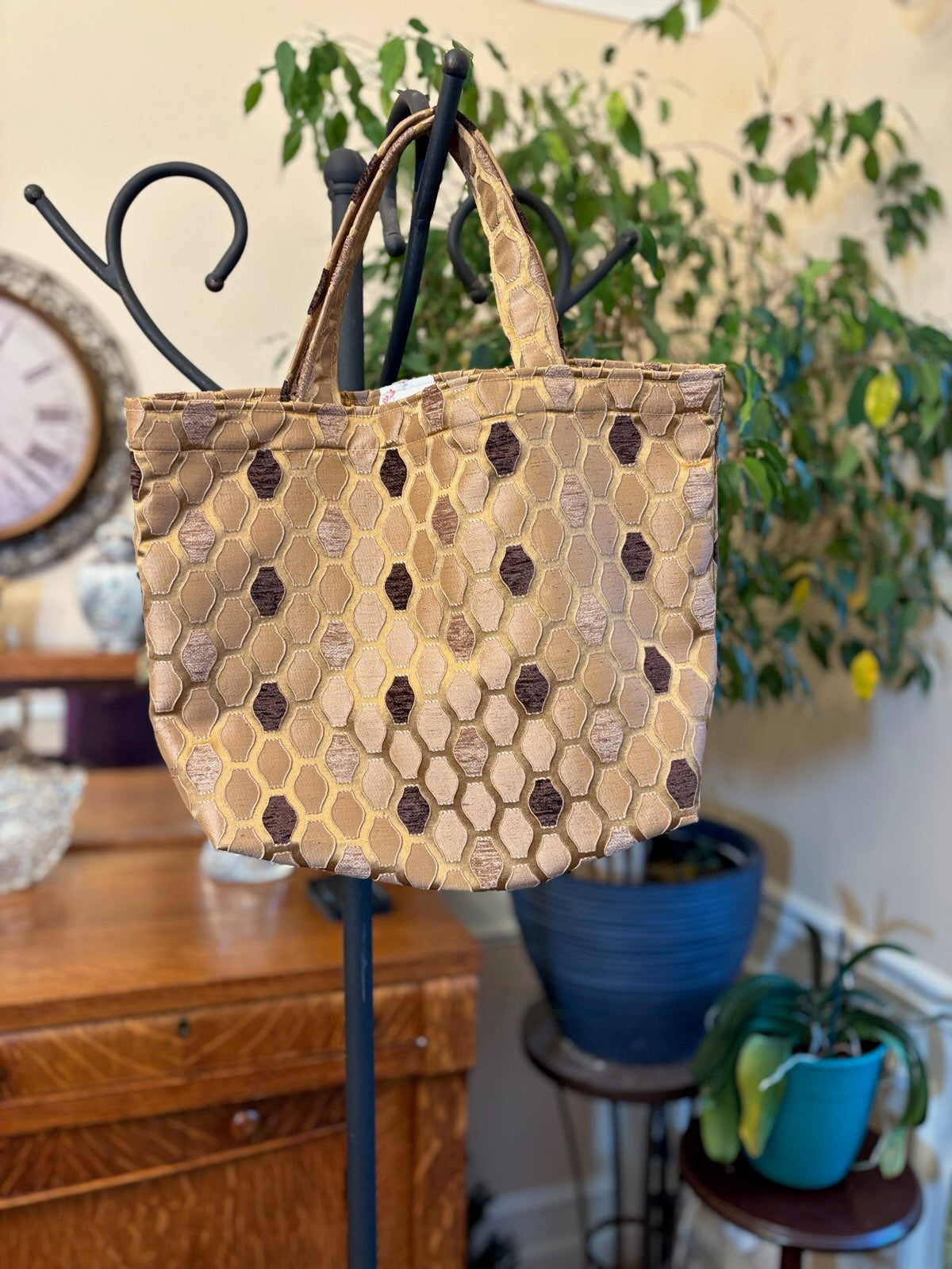 Tote Bag - Golden Brown Honeycomb Large