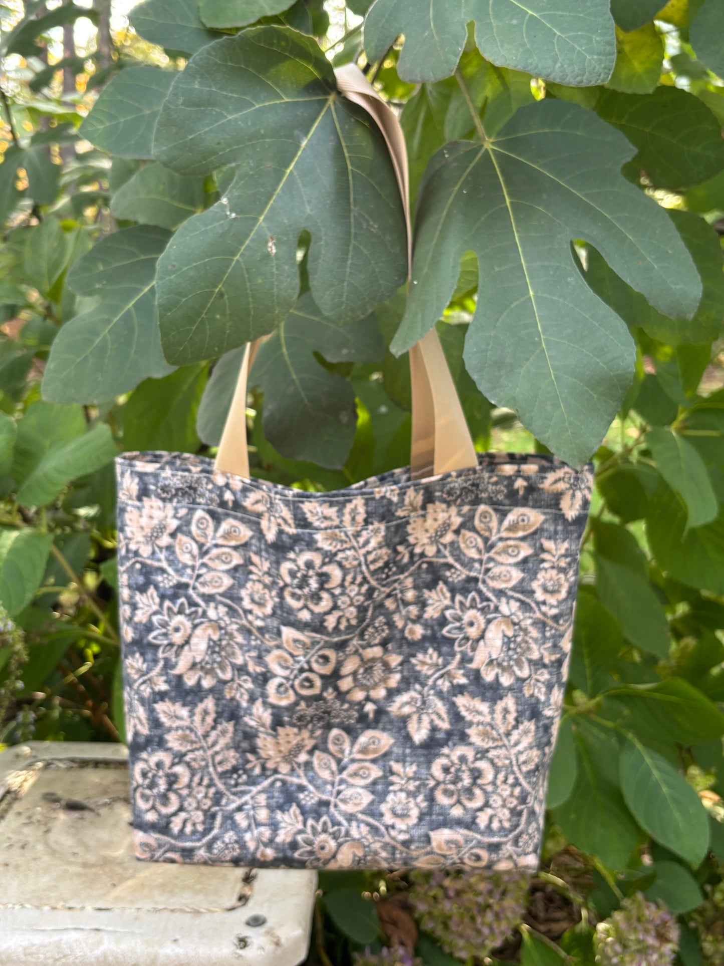 Tote Bag - Black and Tan Flower