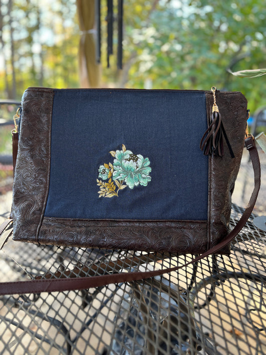 Handbag- Denim Blue Flower