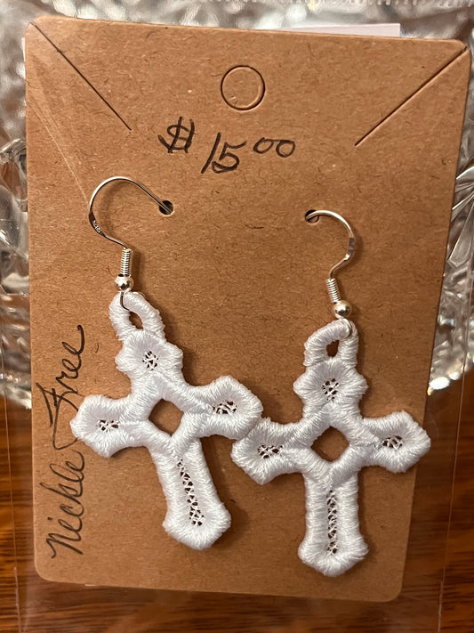 Earrings - Lace Cross