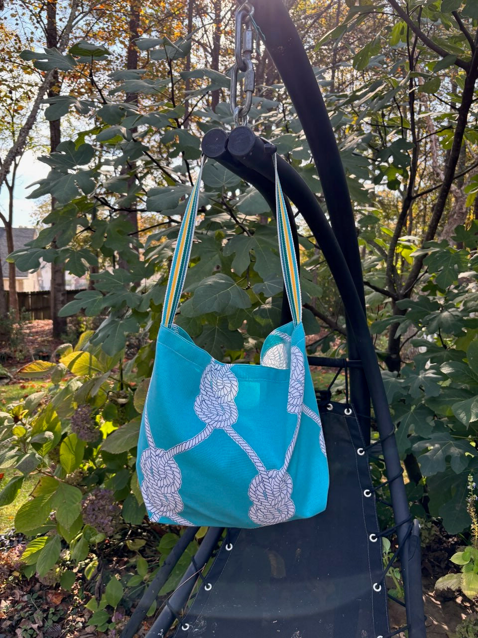 Tote Bags - Aqua and White Nautical Set