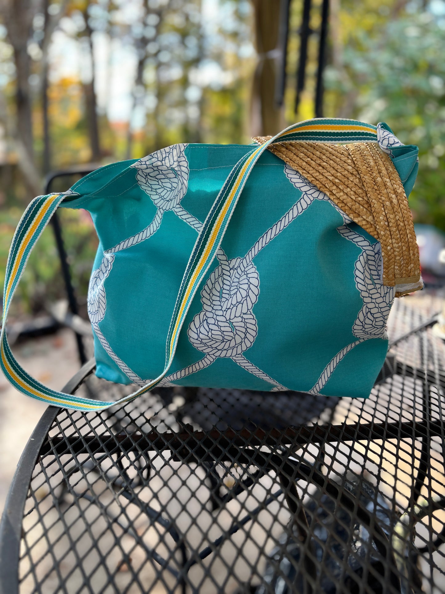 Tote Bags - Aqua and White Nautical Set