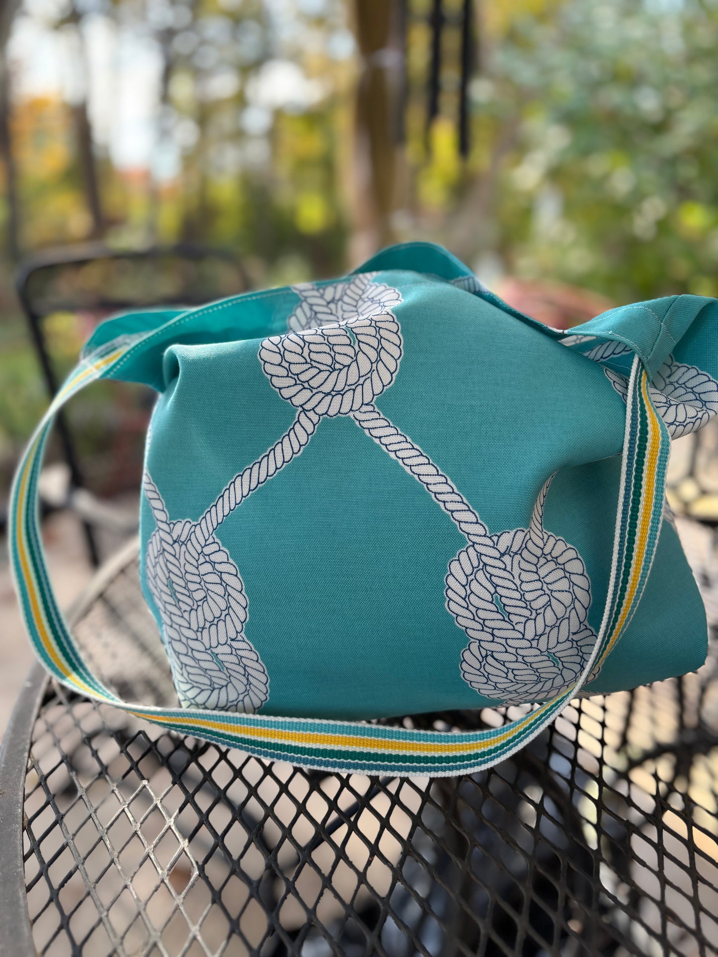 Tote Bags - Aqua and White Nautical Set