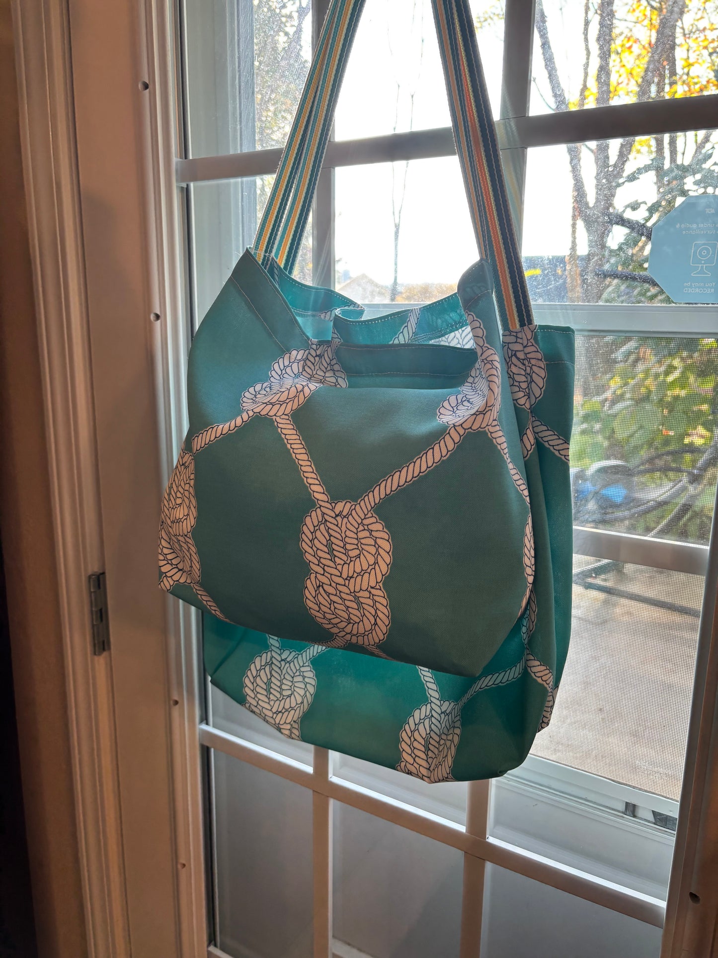 Tote Bags - Aqua and White Nautical Set