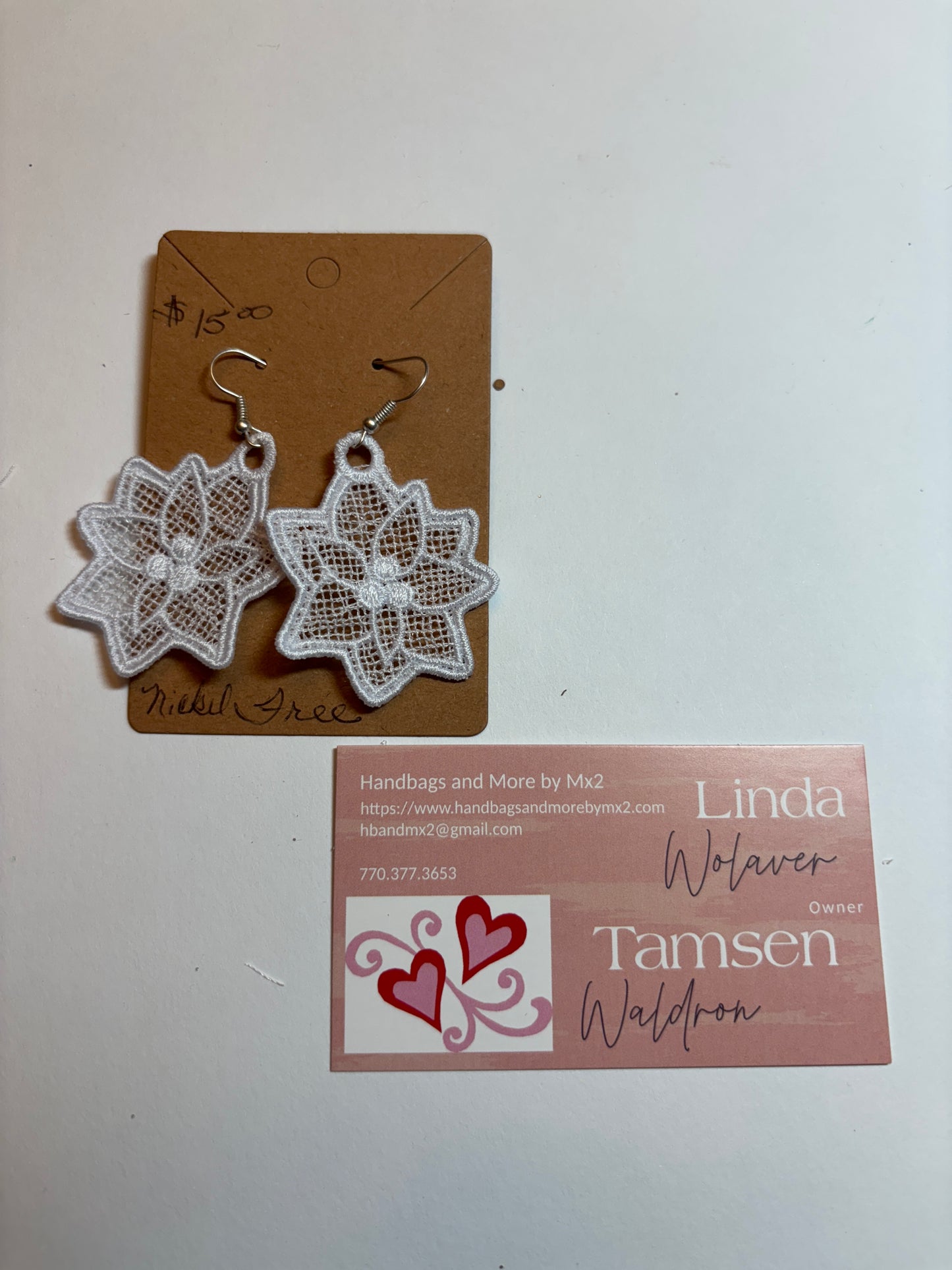 Earrings -  Handcrafted Lace Poinsettia's