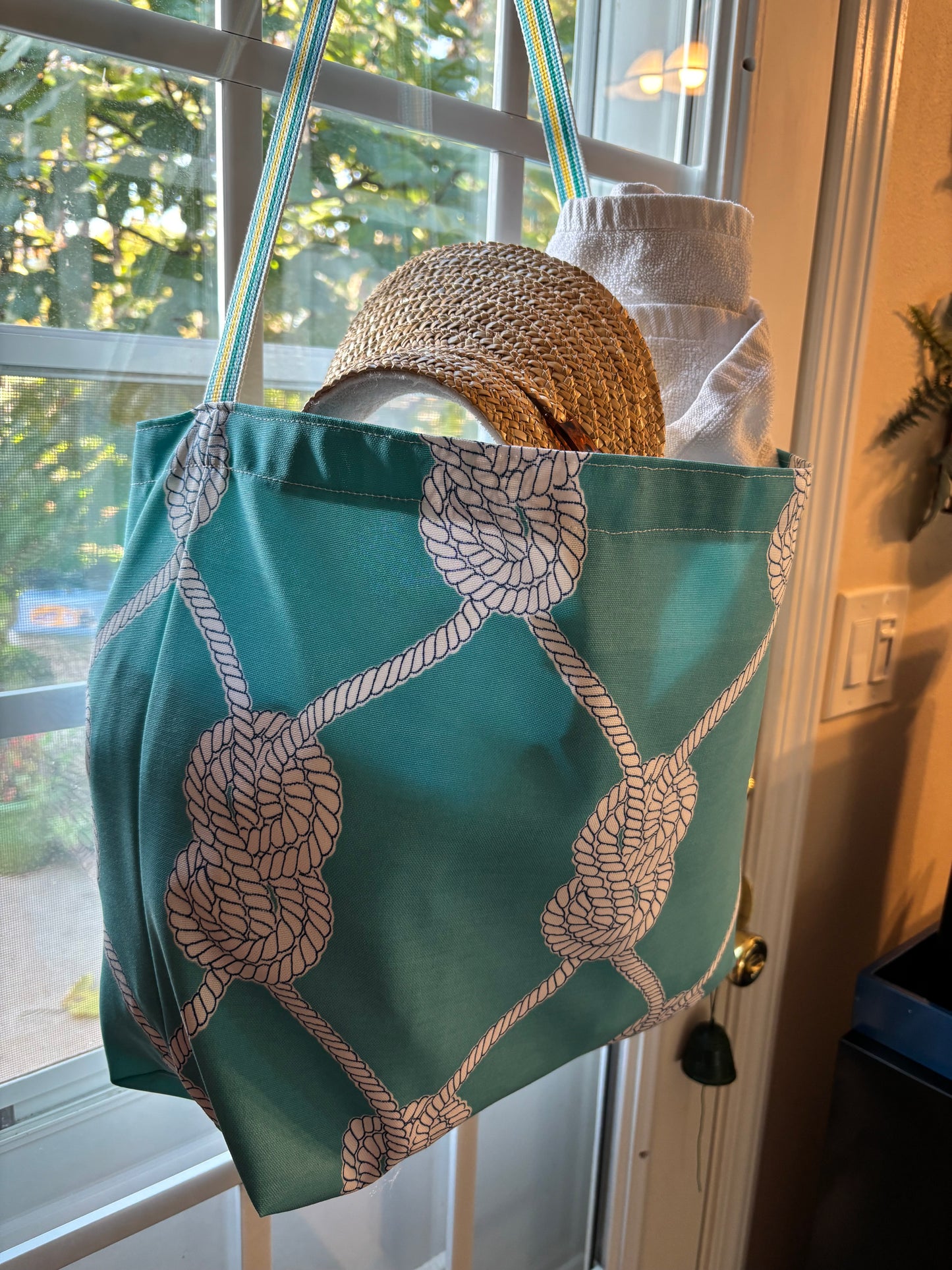 Tote Bags - Aqua and White Nautical Set