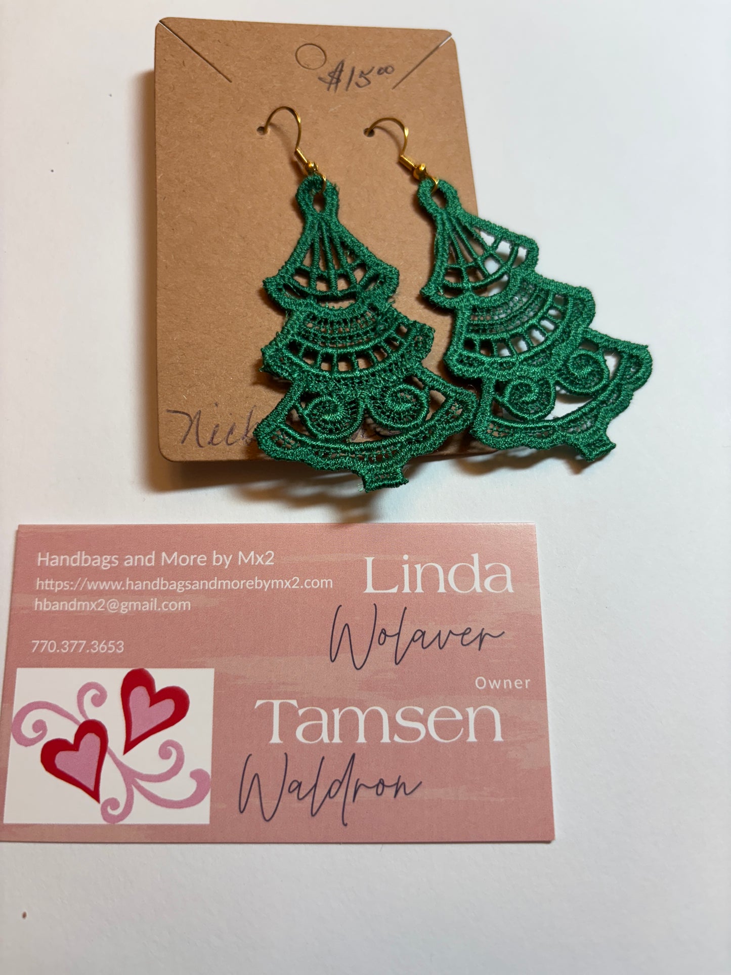 Earrings - Lace Christmas Tree