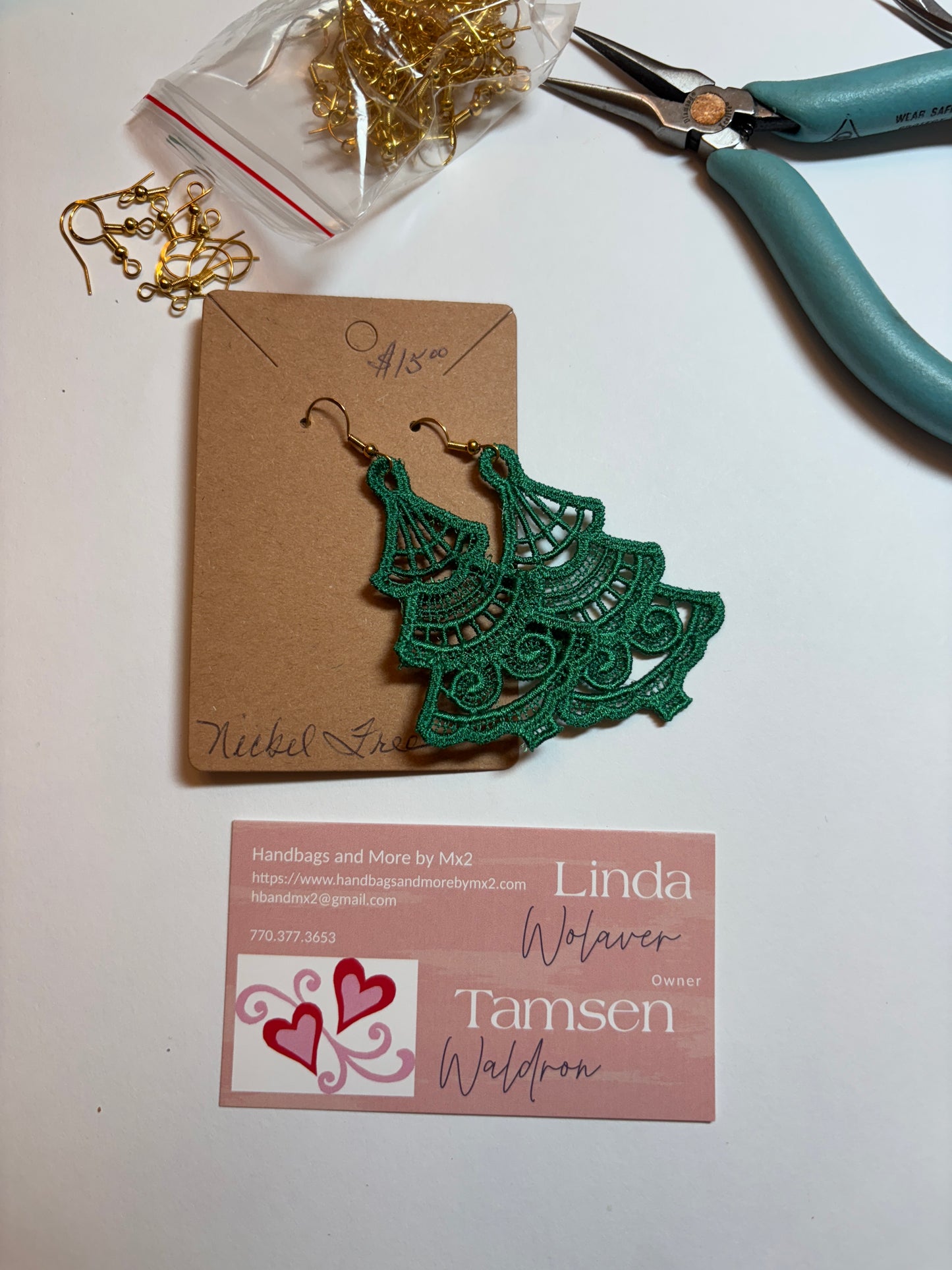 Earrings - Lace Christmas Tree