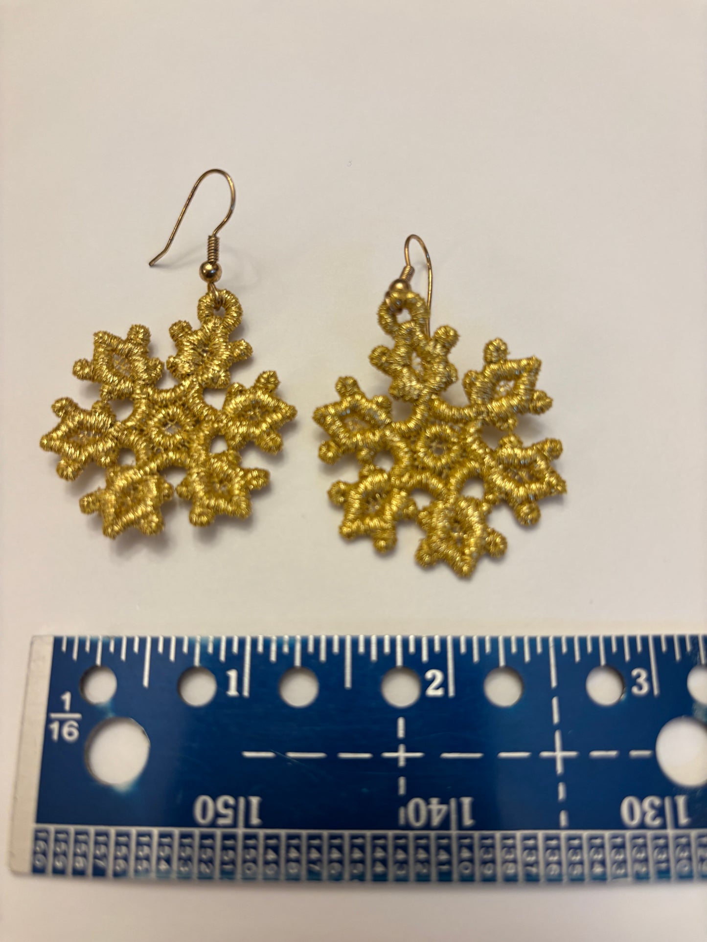 Earrings - Handcrafted Lace Christmas Snowflake