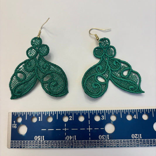 Earrings - Handcrafted Lace Large Holly Leaf