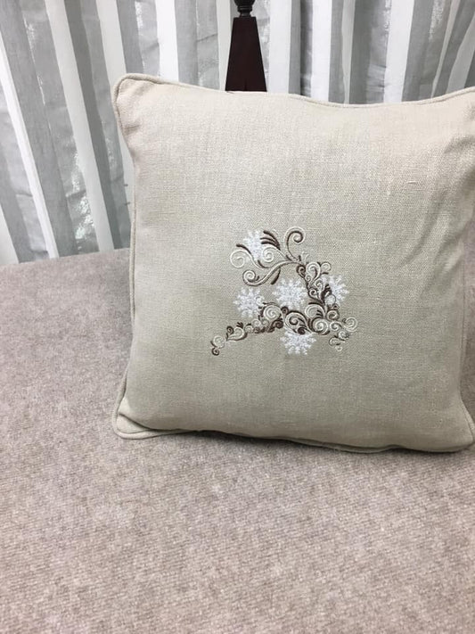 Pillow Cover - Tan Linen Reindeer