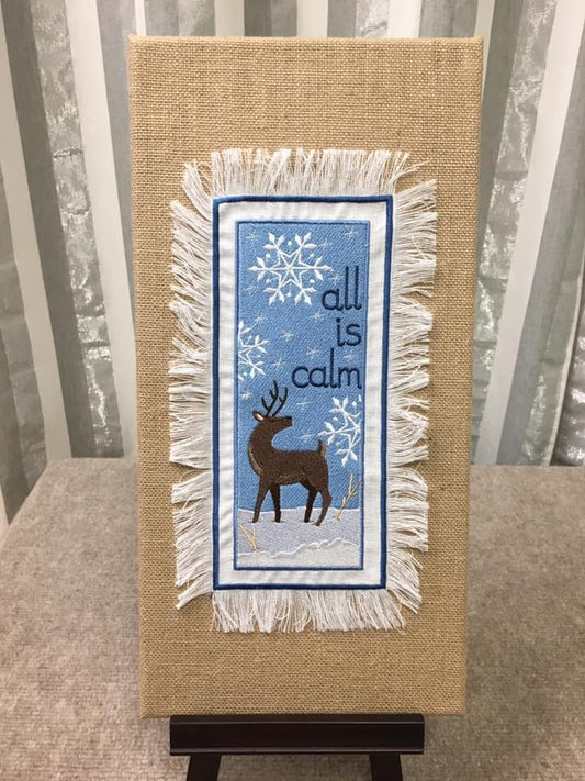 Wall Art - All is calm reindeer and snowflakes picture