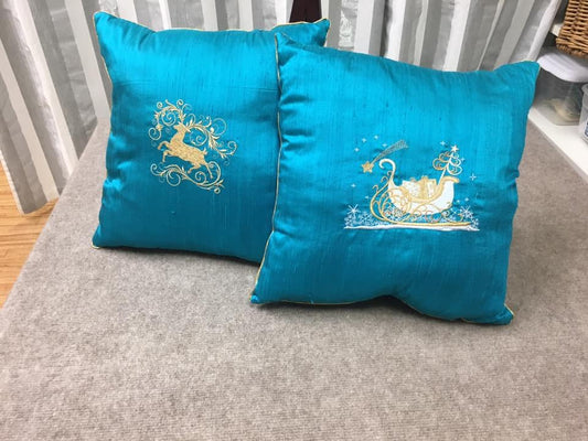 Pillow Covers- Turquoise Silk Holliday